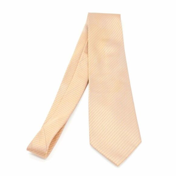 Apt 9. Peach Orange Gray Check Woven‎ Silk Tie - Picture 6 of 6